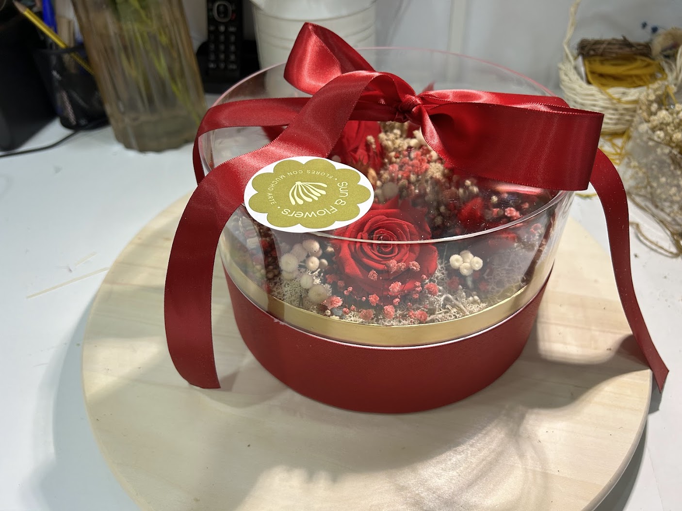 CAJA ROSAS ROJAS PRESERVADAS